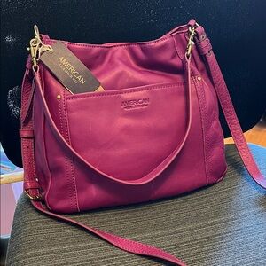 American Leather Co. Magenta Leather Shoulder Bag